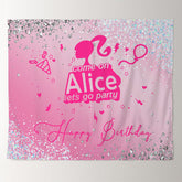 Lofaris Pink Glitter Lets Go Party Custom Birthday Backdrop